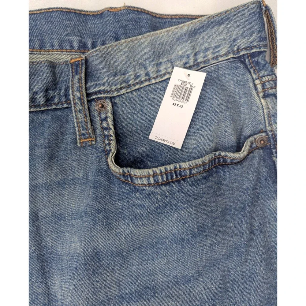 Men's Old Navy Loose Fit Jeans 42x32 Built In Flex Blue Denim Medium Wash - NWT - Picture 5 of 5
